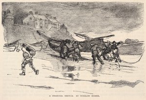 Uhlový náčrtek z časopisu The Century Magazine, listopad 1883 od Winslow Homer