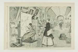 Studenti umění a kopisté v pařížské galerii Louvre od Winslow Homer