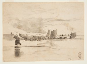Pláž při odlivu, Cullercoats, Anglie od Winslow Homer