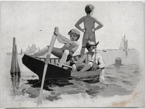 Plavání chlapců, Gloucester Harbor od Winslow Homer