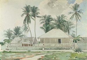 Cabins, Nassau, 1885 (wc a tužka na papíře) od Winslow Homer