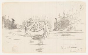 Kanoe se třemi muži, Ile Maligne, Quebec od Winslow Homer