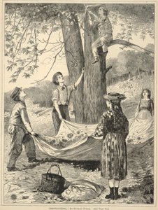 Chestnutting, od Každou sobotu: z 29. října 1870: Ilustrovaný časopis pro vybrané čtení od Winslow Homer