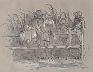 Děti sedí na plotě od Winslow Homer