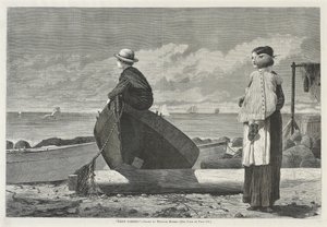 Dads Coming!, 1. listopadu 1873 (dřevoryt na novinovém papíru) od Winslow Homer