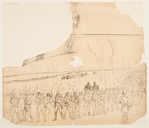Kresba, Pěší kolona na pochodu, 1862 od Winslow Homer