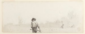 Kresba, Muž s kosou, asi 1865 od Winslow Homer