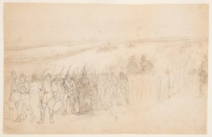 Kresba, pochodující pěší kolona, asi 1862 od Winslow Homer