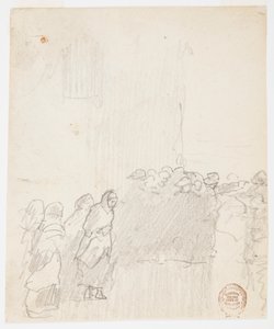 Kresba, Muži a ženy hledící na moře, Cullercoats, Anglie, 1881 od Winslow Homer