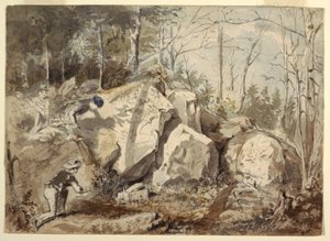 Kresba, Kladení pasti na veverky, asi 1855 od Winslow Homer