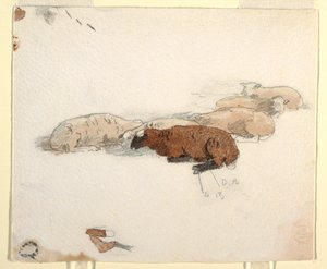 Kresba, Odpočívající ovce, 1878 od Winslow Homer