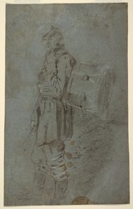 Kresba, boční pohled na bubeníka, asi 1864 od Winslow Homer
