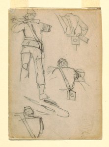 Kresba, Studie vojáků mířících na cíl, 1862 od Winslow Homer