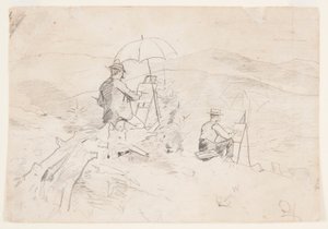 Kresba, studie pro "Umělce skicující v Bílých horách" a "Umělce na venkově", 1868 od Winslow Homer