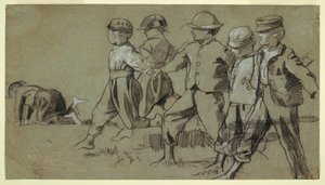 Kresba, studie k filmu "Práskni bičem", 1872 od Winslow Homer