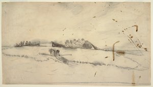 Kresba, Tři lodě s rybáři, kteří vytahují sítě, 1881-82 od Winslow Homer