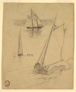 Kresba, Tři skici škunerů, pravděpodobně 1880 od Winslow Homer