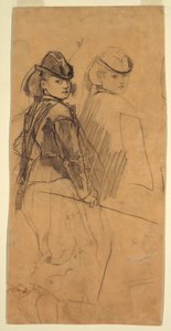 Kresba, Dvě studie mladé dívky, která se dívá přes rameno, asi 1862 od Winslow Homer