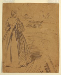 Kresba, Žena stojící před klavírem, 1862 od Winslow Homer