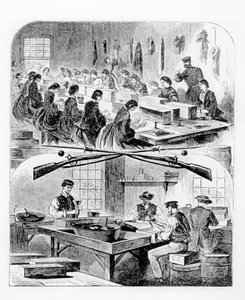 Plnění nábojnic v arzenálu ve Watertown, Massachusetts, 60. léta 19. století od Winslow Homer