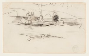 Rybář a dva další muži v kánoi od Winslow Homer