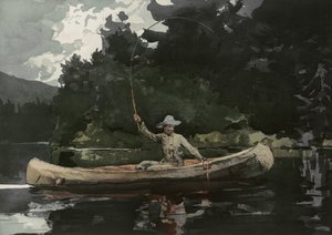 Fishing in the North Woods, publikoval L. Prang & Co., 1896 od Winslow Homer