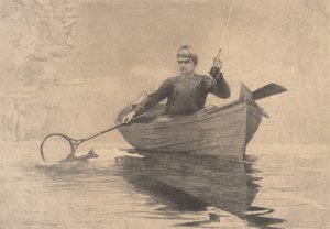 Muškaření, Saranac Lake, 1889. od Winslow Homer