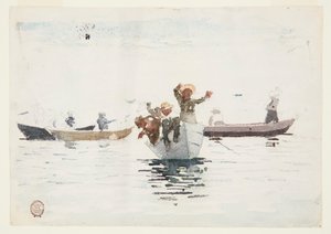 Čtyři veslice s dětmi od Winslow Homer