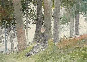 Dívka sedící v háji od Winslow Homer