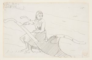 Dívka sedící na pluhu od Winslow Homer