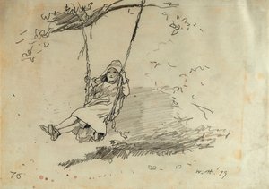 Dívka na houpačce, 1879 od Winslow Homer
