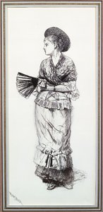 Dívka s ventilátorem (uhlí na papíře) od Winslow Homer