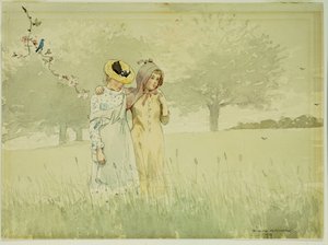 Dívky na procházce v sadu, 1879 od Winslow Homer