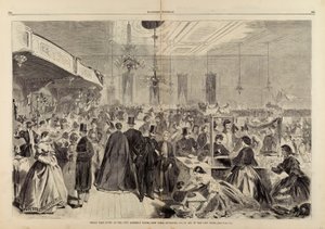 Velký veletrh pořádaný v městských sálech v New Yorku v prosinci 1861 na podporu městských chudých, z Harper