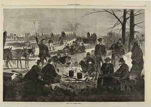 Zastavení vlaku s vagóny od Winslow Homer