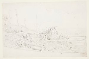 Kupka sena a železniční plot od Winslow Homer