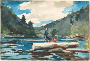 Hudson River, těžba dřeva, 1891-1892. od Winslow Homer