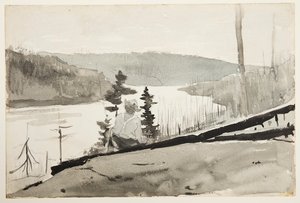Horská řeka nebo jezero od Winslow Homer