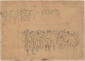 Důstojníci a koně v klidu od Winslow Homer