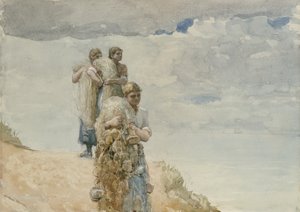On The Cliff, Cullercoats, c.1881-82 (akvarel a uhel na tkaném papíře) od Winslow Homer