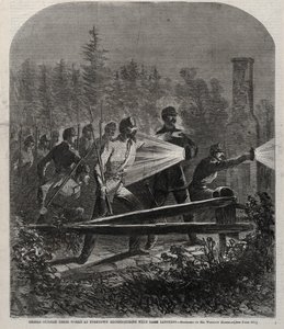 Rebelové mimo svá díla v Yorktown Reconnoitering with Dark Lanterns, 1862. od Winslow Homer