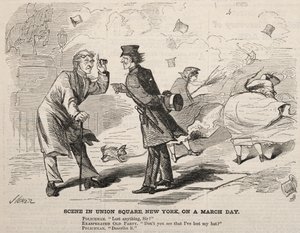 Scéna na Union Square, New York, v den března 1860. od Winslow Homer
