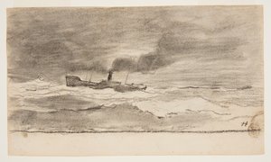 Přímořská krajina s rybářským trawlerem, Cullercoats, Anglie od Winslow Homer