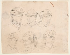 Šest studií hlav vojáků od Winslow Homer