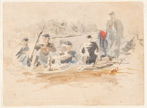 Vojáci sedící ve skupině od Winslow Homer