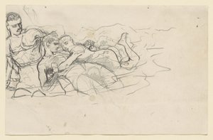 Stojící muž hledící na dvě tonoucí postavy (studie k dílu Zpětný proud) od Winslow Homer