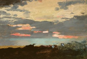 Západ slunce, zátoka Saco od Winslow Homer