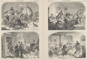 Den díkůvzdání - Cesty a prostředky [vlevo nahoře], zveřejněno 1858. od Winslow Homer
