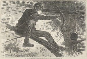 The Army of the Potomac--A Sharp-Shooter on Picket Duty, 15. listopadu 1862 (dřevoryt) od Winslow Homer