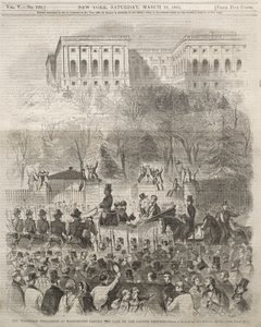 Inaugurační průvod ve Washingtonu prochází branou areálu Kapitolu od Winslow Homer